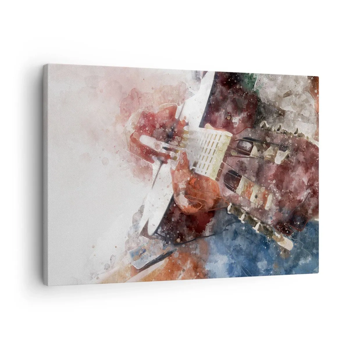 Cuadro sobre lienzo - Impresión de Imagen - Una interpretación artística de una guitarra en estilo acuarela. - 70x50cm - ¿Y qué opinas? - Decoración de pared moderna para salón y dormitorio ARTTOR