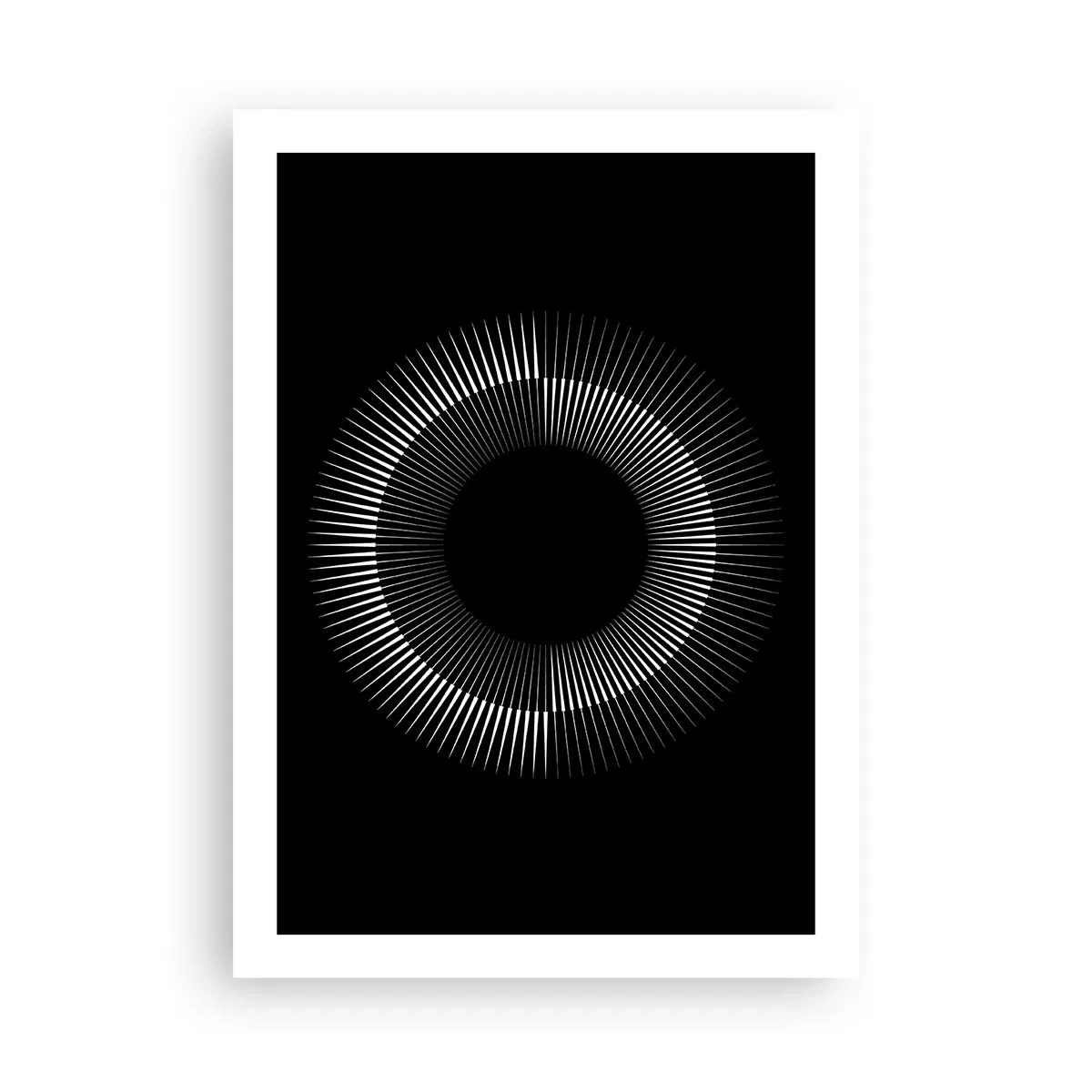 Póster - Una composición fascinante de un círculo luminoso sobre un fondo negro. - 50x70cm - Sol negro - Decoración de pared moderna para salón y dormitorio ARTTOR