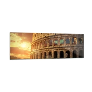 Cuadro sobre vidrio - Impresiones sobre Vidrio - El Coliseo de Roma al atardecer - 160x50cm - Una impresión colosal - Decoración de pared moderna para salón y dormitorio ARTTOR