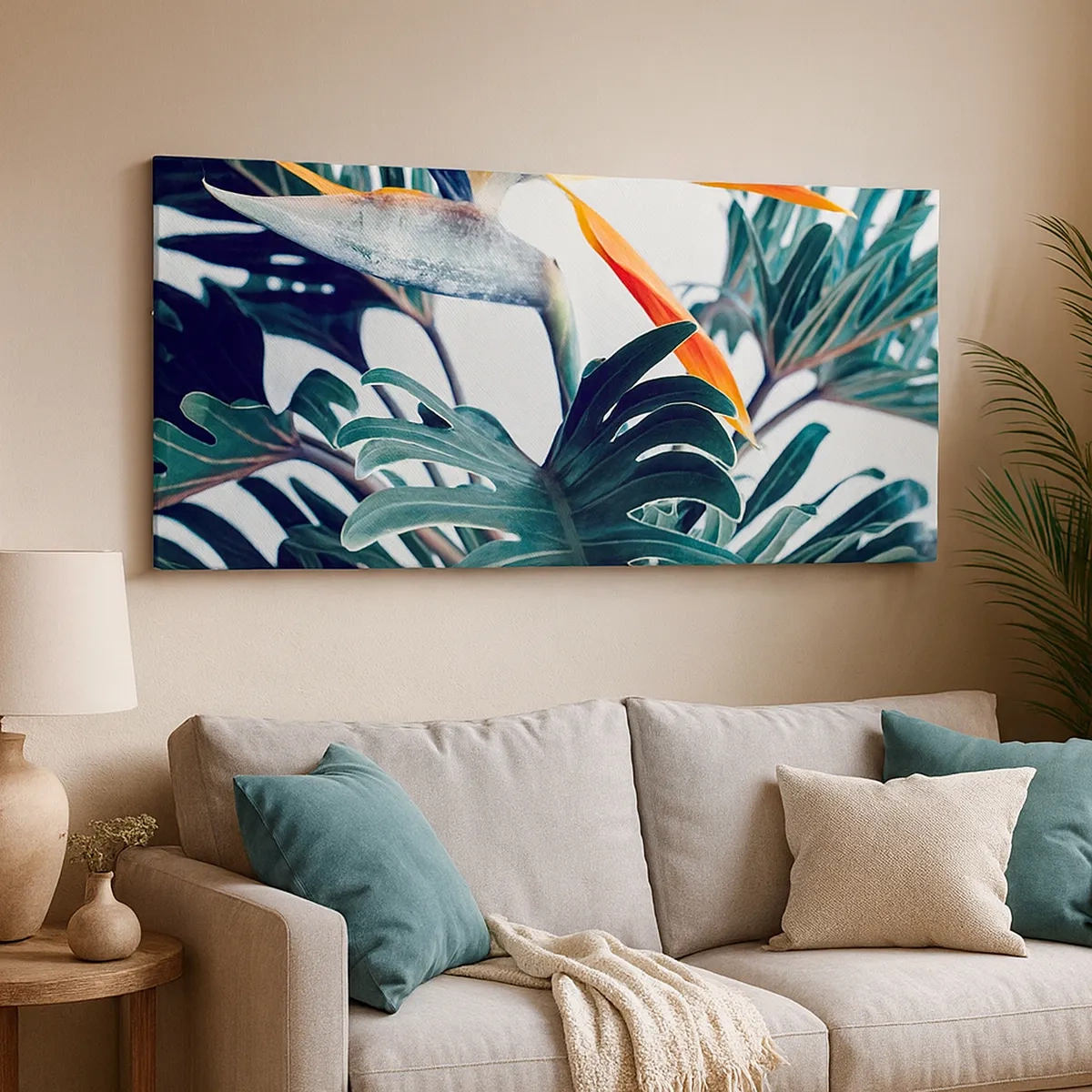 Cuadro sobre lienzo - Impresión de Imagen - La jaula del pájaro colorido - 30x30 cm