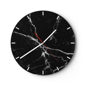 Reloj de pared - Reloj de vidrio - Superficie de mármol negro con vetas blancas. - 30x30cm - La vida secreta de la piedra - Decoración de pared moderna para salón, cocina y dormitorio ARTTOR