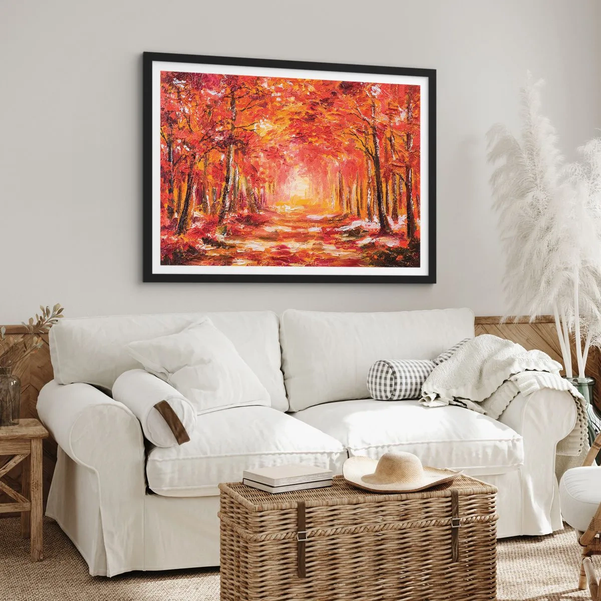 Póster en marco negro - Bosque de cobre - 91x61 cm