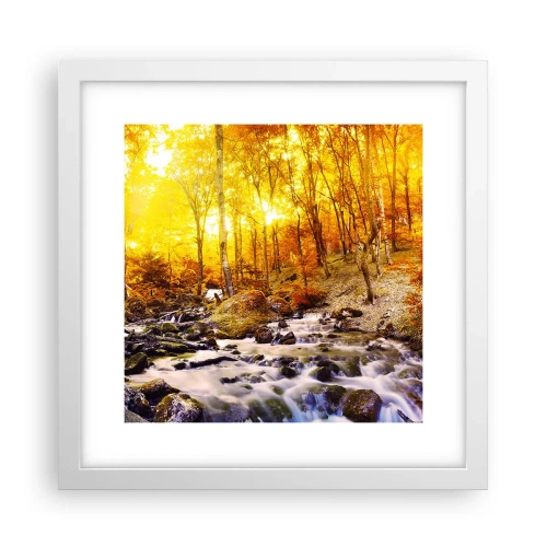 Póster en marco blanco - Piedras bañadas en oro y platino - 30x30 cm