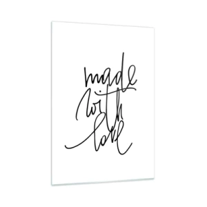 Cuadro sobre vidrio - Impresiones sobre Vidrio - Inscripción minimalista 'Hecho con amor' - 50x70cm - La mejor marca - Decoración de pared moderna para salón y dormitorio ARTTOR