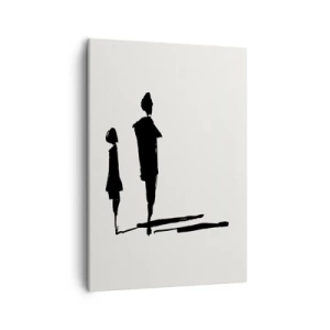 Cuadro sobre lienzo - Impresión de Imagen - Siluetas de dos personas en negro sobre un fondo claro - 50x70cm - ¿Seguro que juntos? - Decoración de pared moderna para salón y dormitorio ARTTOR