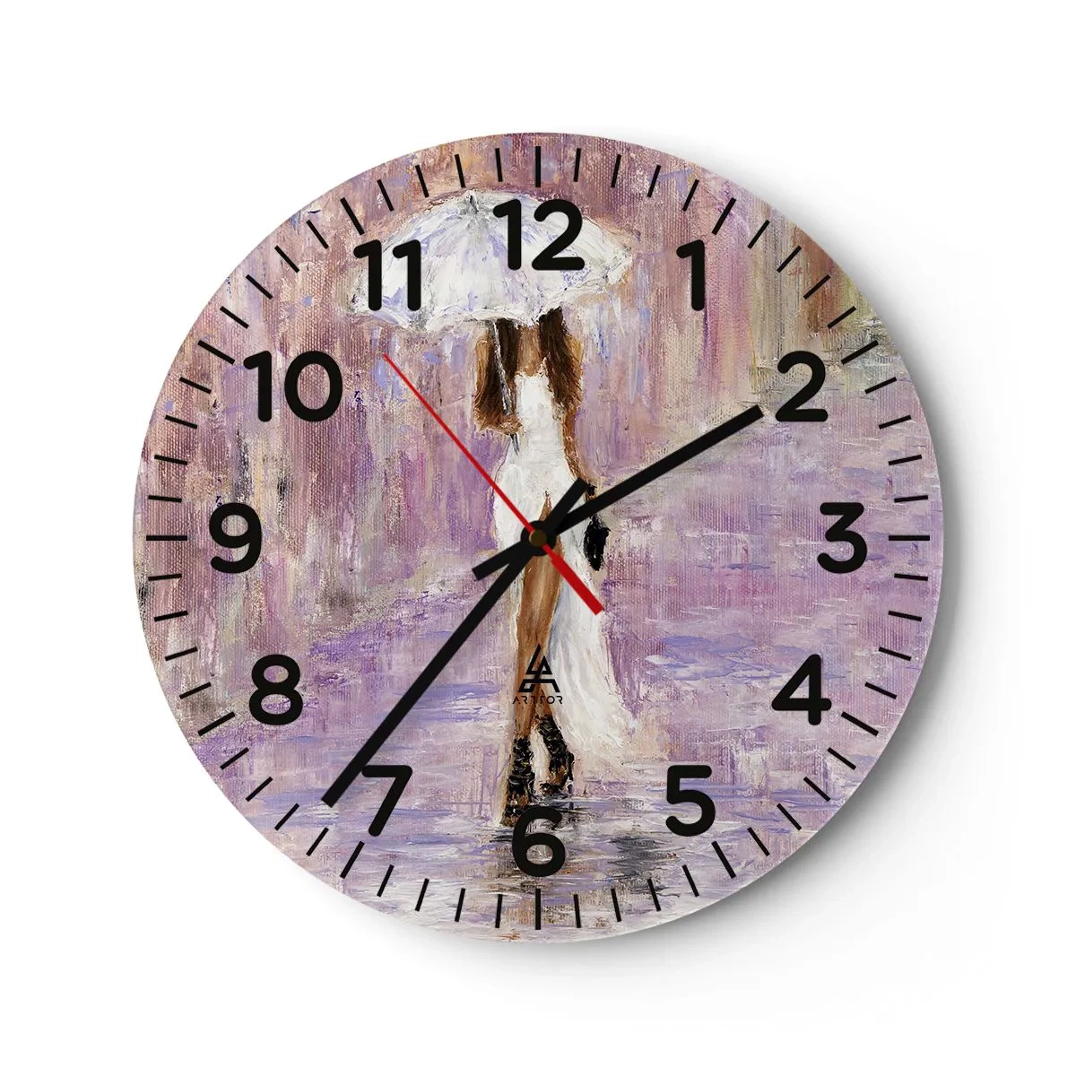 Reloj de pared - Reloj de vidrio - En la lluvia de lilas - 40x40 cm