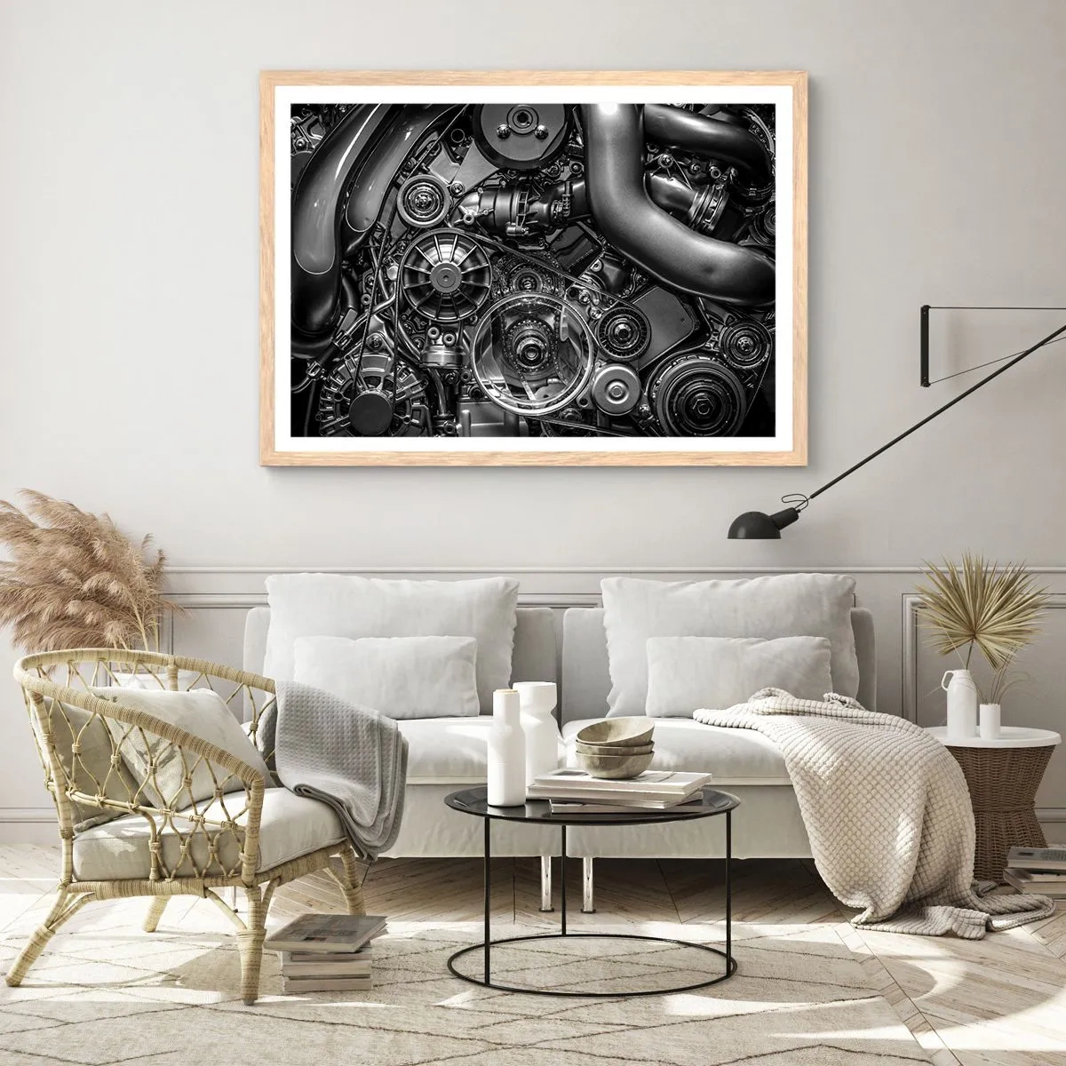 Póster en marco roble claro - La poesía de la mecánica - 91x61 cm