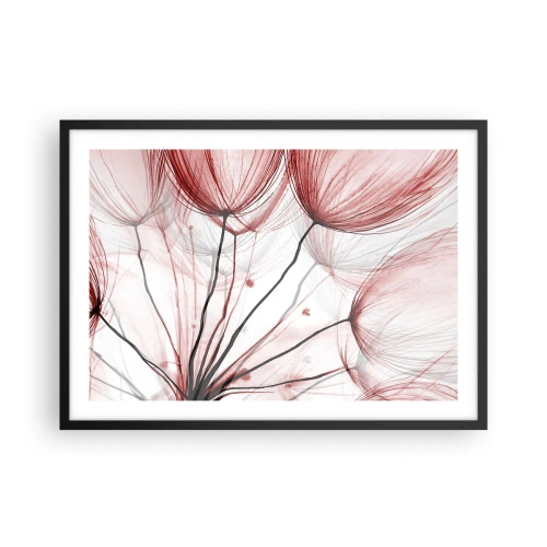 Póster en marco negro - Delicadas flores en tonos rojos sobre un fondo claro. - 70x50cm - Antes de partir - Decoración de pared moderna para salón y dormitorio ARTTOR