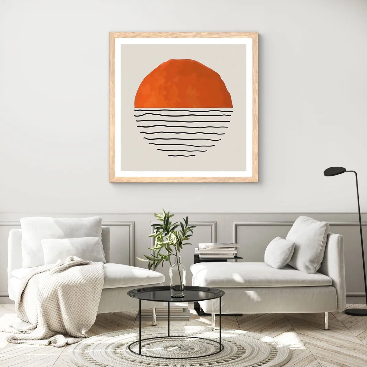Póster en marco roble claro - En un ambiente japonés - 60x60 cm