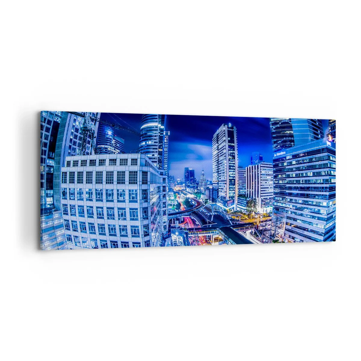 Cuadro sobre lienzo - Impresión de Imagen - Ritmos de la ciudad nocturna - 100x40 cm
