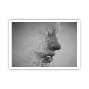 Póster - Perfil facial artístico creado con líneas delicadas. - 100x70cm - Espíritu del viento - Decoración de pared moderna para salón y dormitorio ARTTOR