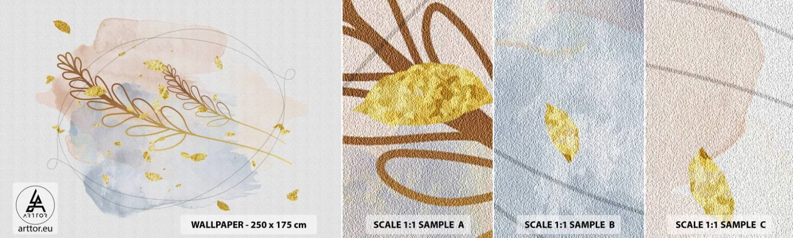 Muestra De Fotomural Standard Eco - Ráfaga dorada - Brillante, minimalista, Moderno - 100x30 cm