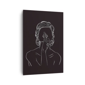 Cuadro sobre lienzo - Impresión de Imagen - Silueta minimalista de una mujer sobre un fondo negro. - 70x100cm - La belleza florece en silencio - Decoración de pared moderna para salón y dormitorio ARTTOR