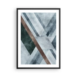 Póster en marco negro - Composición geométrica en tonos azules y marrones. - 50x70cm - Sofisticada elegancia de la geometría - Decoración de pared moderna para salón y dormitorio ARTTOR