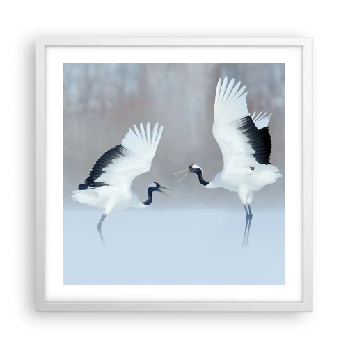 Póster en marco blanco - Danza en la niebla - 50x50 cm