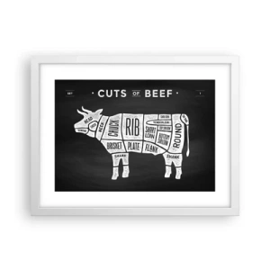 Póster en marco blanco - Manual del carnicero - 40x30 cm