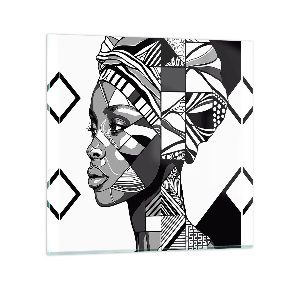 Cuadro sobre vidrio - Impresiones sobre Vidrio - Retrato étnico - 70x70 cm