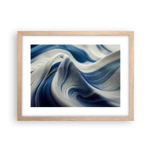 Póster en marco roble claro - Fluidez de azul y blanco - 40x30 cm