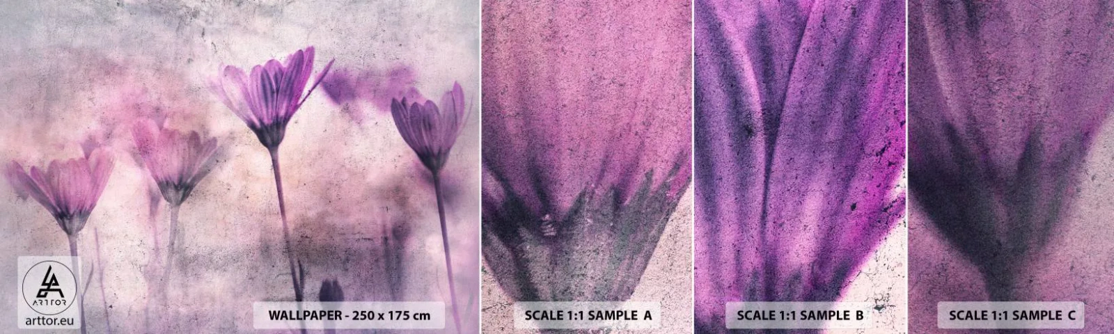 Muestra de fotomural autoadhesivo Deluxe Sticker - Sueño de flores - flores, Pedazo, Jardín - 100x30 cm