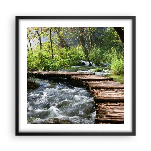 Póster en marco negro - Sobre una cascada de espuma - 50x50 cm