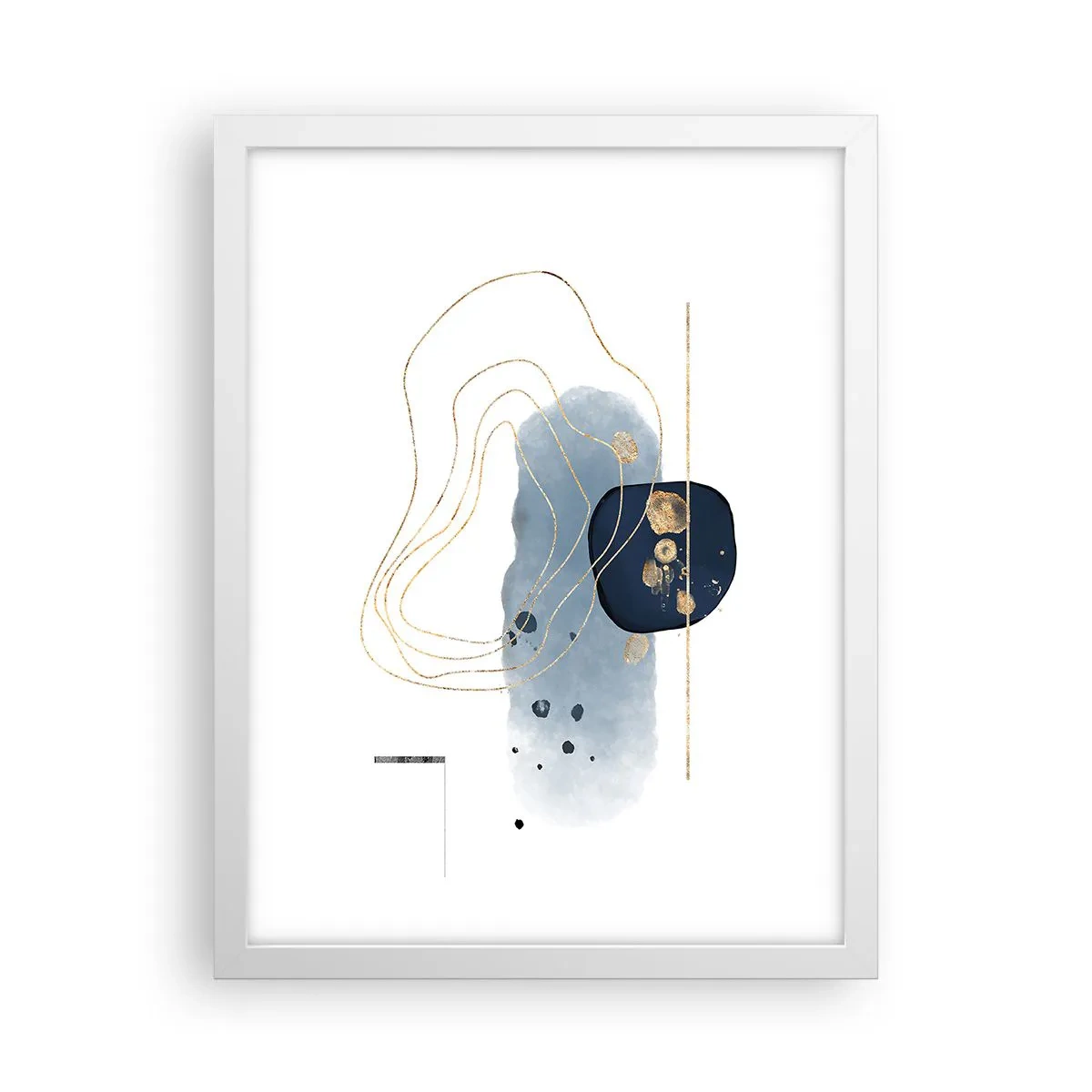 Póster en marco blanco - Fantasía azul y oro - 30x40 cm