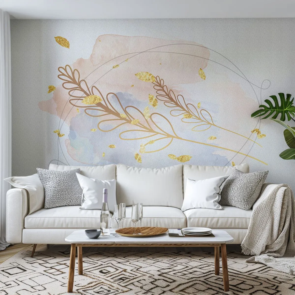 Fotomural Premium Canvas - Ráfaga dorada - Brillante, minimalista, Moderno - 500x350 cm