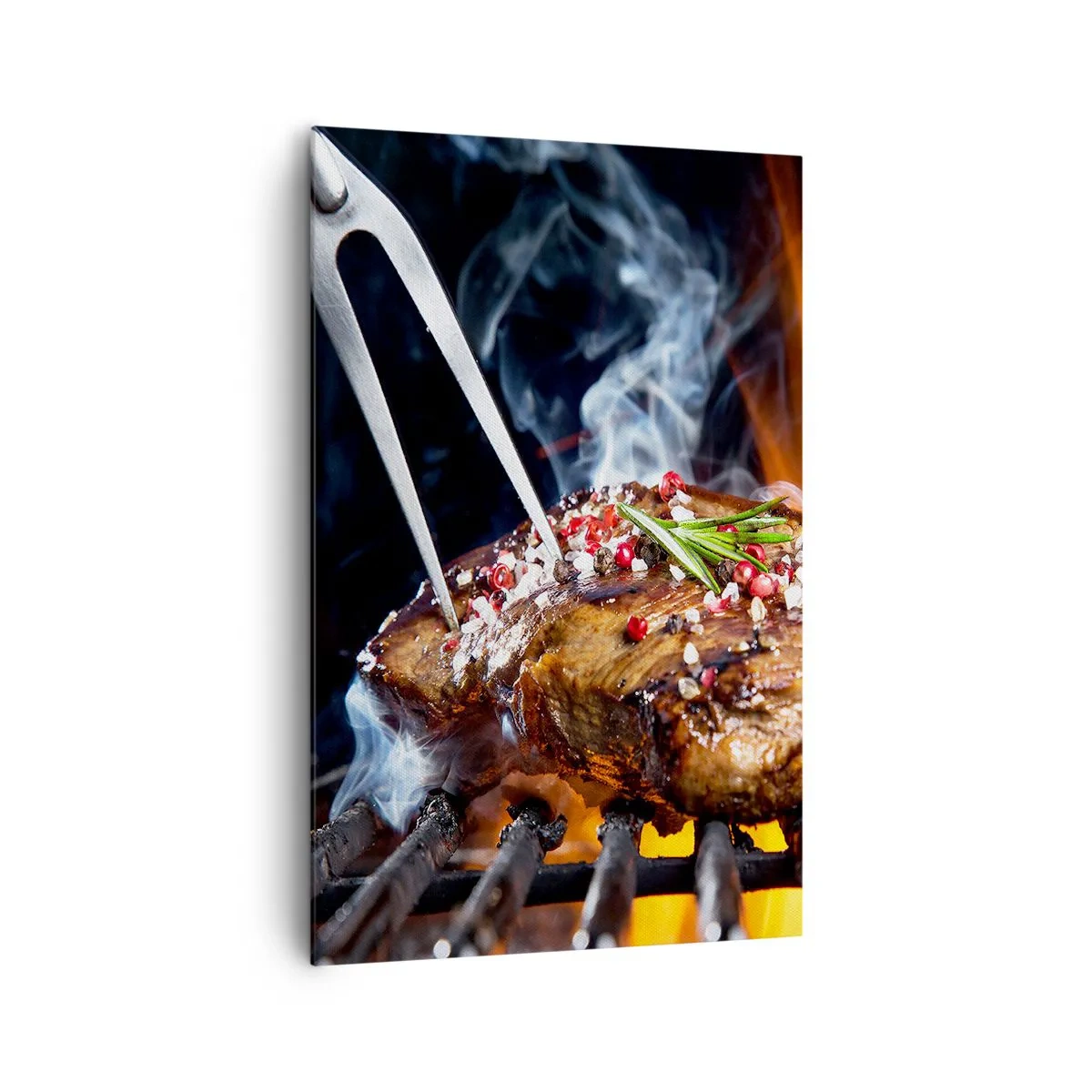 Cuadro sobre lienzo - Impresión de Imagen - Filete a la parrilla con especias - 80x120cm - Jugoso y fragante - Decoración de pared moderna para salón y dormitorio ARTTOR