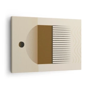 Cuadro sobre lienzo - Impresión de Imagen - Composición geométrica abstracta en tonos beige y marrón. - 70x50cm - Varios estados - Decoración de pared moderna para salón y dormitorio ARTTOR