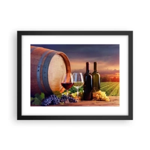 Póster en marco negro - Aquí la vida tiene un sabor - 40x30 cm