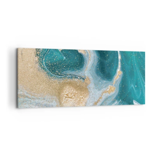 Cuadro sobre lienzo - Impresión de Imagen - Un remolino de oro y turquesa - 100x40 cm