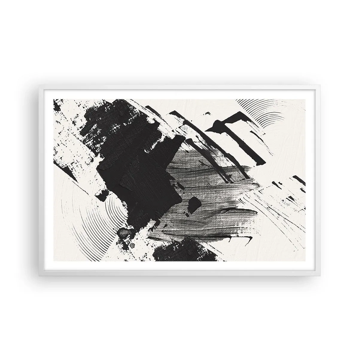 Póster en marco blanco - Abstracción: la expresión del negro - 91x61 cm