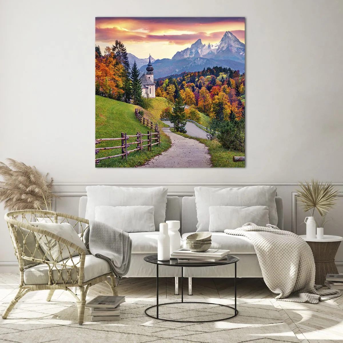 Cuadro sobre vidrio - Impresiones sobre Vidrio - Paisaje como una pintura - 30x30 cm