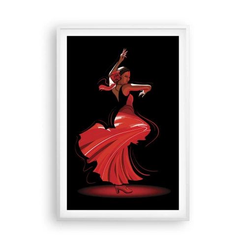 Póster en marco blanco - El espíritu ardiente del flamenco - 61x91 cm