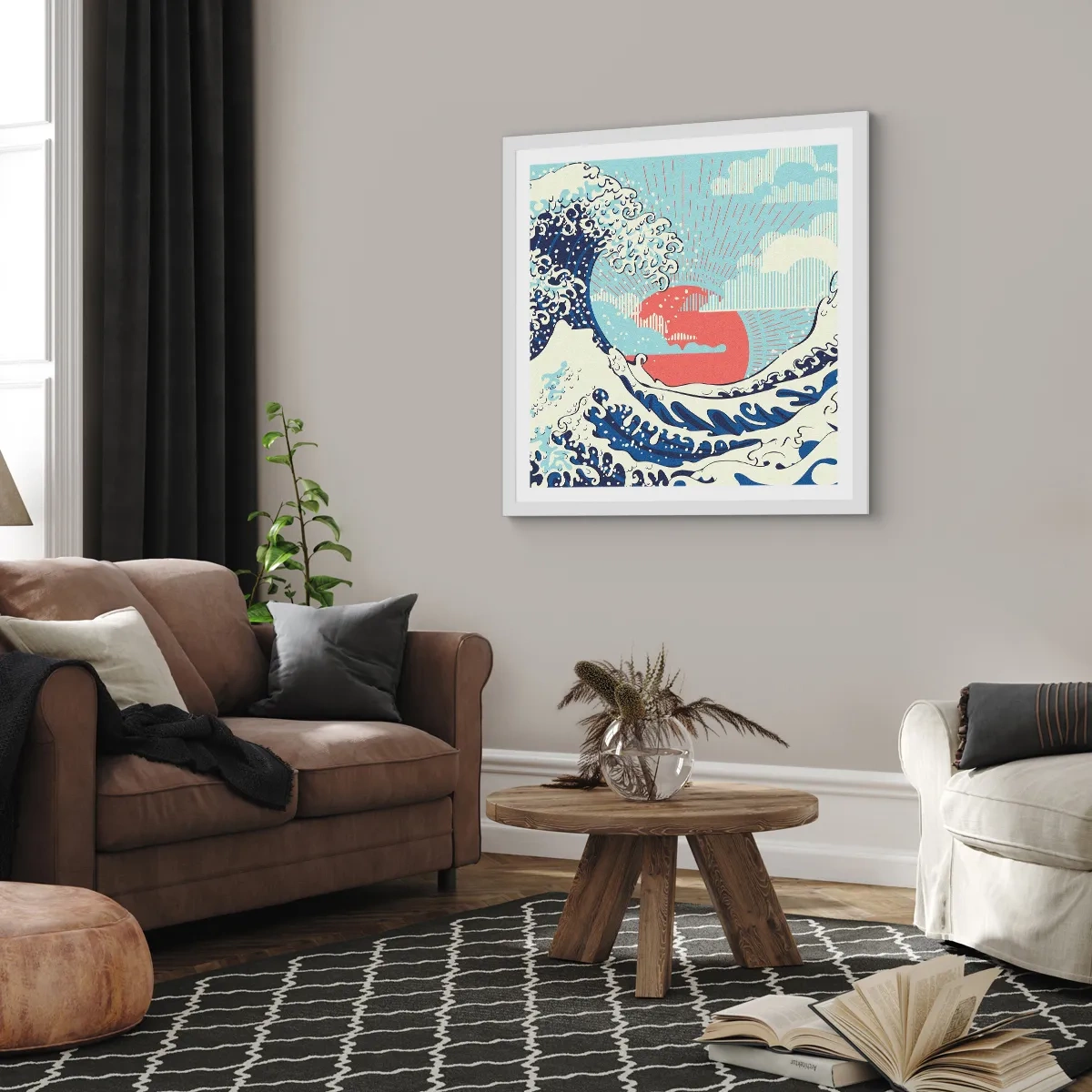 Póster en marco blanco - De inspiración japonesa - 60x60 cm