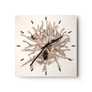 Reloj de pared - Reloj de vidrio - Composición abstracta de bailarines en movimiento. - 30x30cm - Floreciendo en la danza - Decoración de pared moderna para salón y dormitorio ARTTOR