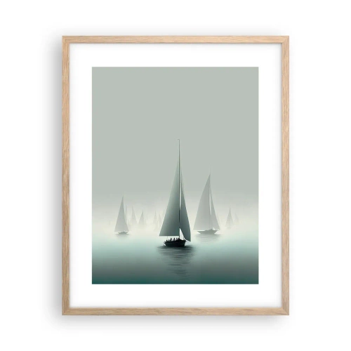 Póster en marco roble claro - Día de niebla en alta mar - 40x50 cm