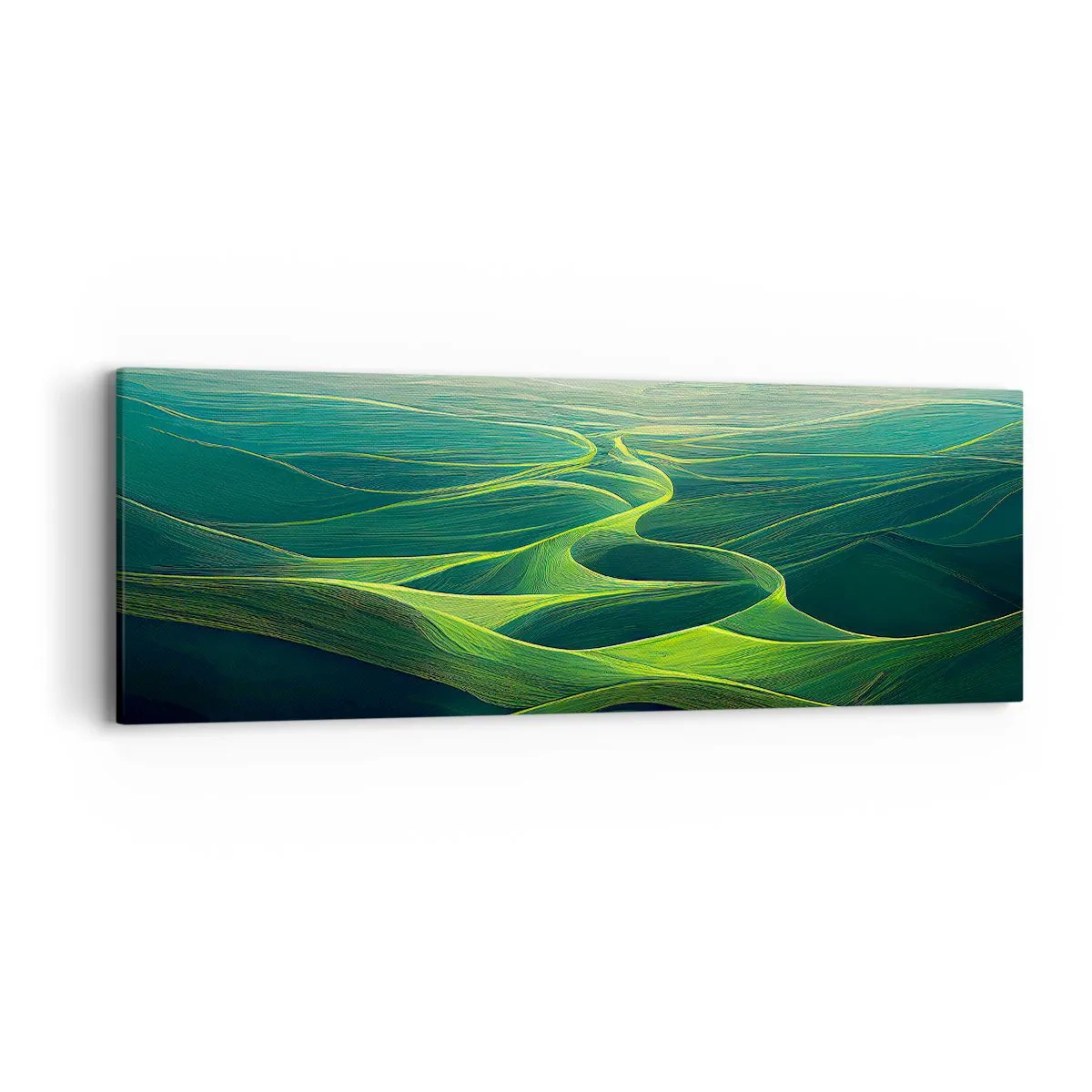 Cuadro sobre lienzo - Impresión de Imagen - Valles en tonos verdes - 90x30 cm