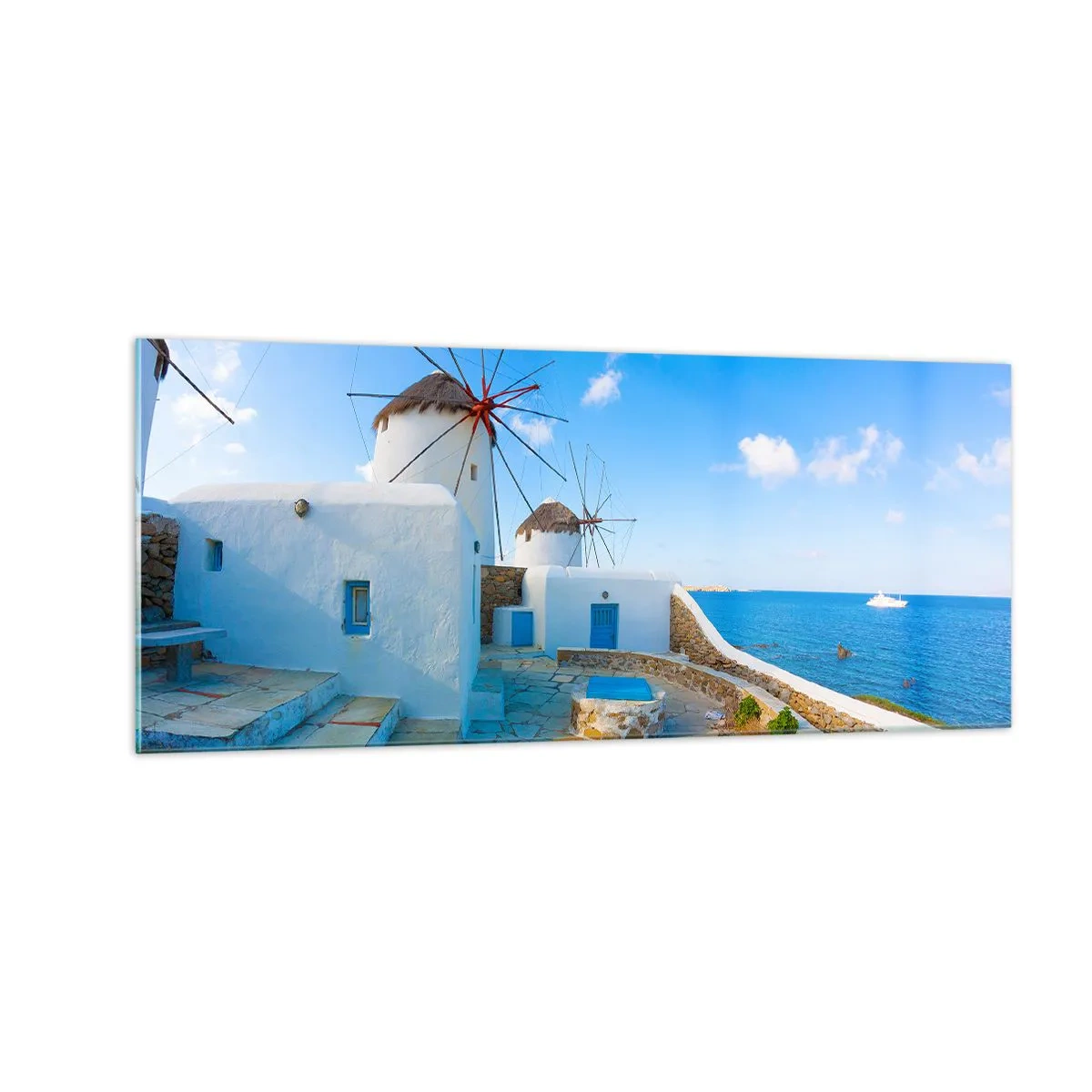 Cuadro sobre vidrio - Impresiones sobre Vidrio - Viento azul marino - 100x40 cm