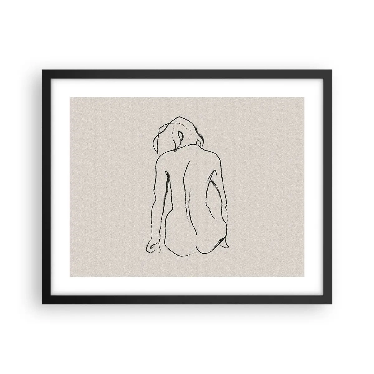 Póster en marco negro - Esbozos de una espalada - 50x40 cm