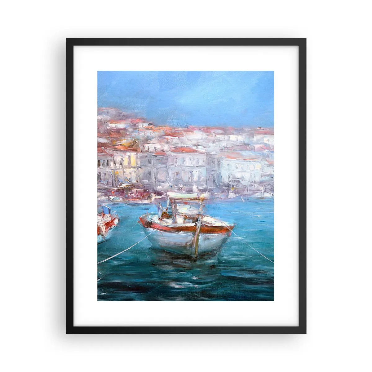 Póster en marco negro - Bahía italiana - 40x50 cm