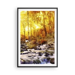 Póster en marco negro - Piedras bañadas en oro y platino - 61x91 cm