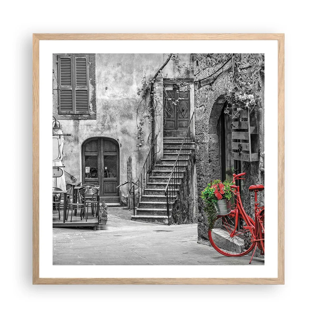 Póster en marco roble claro - Callejón de la Toscana - 60x60 cm