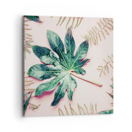 Cuadro sobre lienzo - Impresión de Imagen - Estudio de vegetación sobre fondo rosa - 70x70 cm