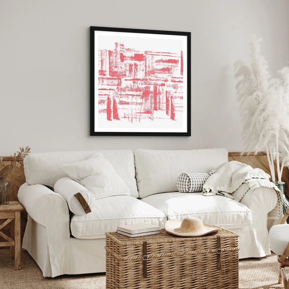 Póster en marco negro - Ciudad roja - 50x50 cm