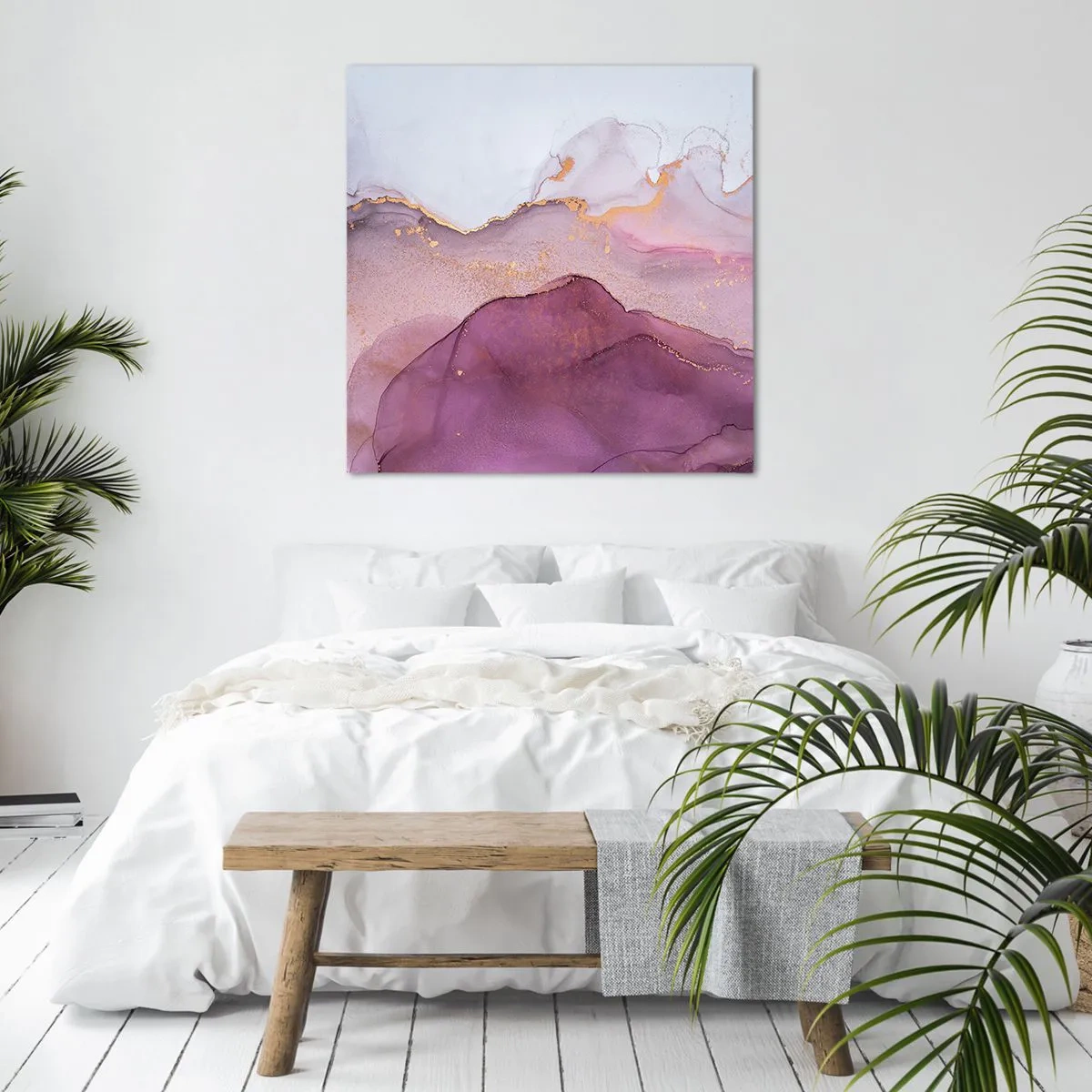 Cuadro sobre lienzo - Impresión de Imagen - Olas de lila y púrpura - 40x40 cm