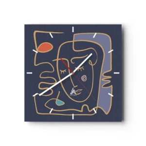 Reloj de pared - Reloj de vidrio - Retrato de rostro abstracto en estilo minimalista - 30x30cm - En un maravilloso sueño - Decoración de pared moderna para salón y dormitorio ARTTOR
