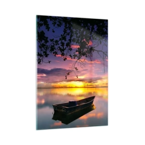 Cuadro sobre vidrio - Impresiones sobre Vidrio - Pareces estar colgado en medio de un círculo celestial… - 50x70cm - Un cielo de ensueño - Decoración de pared moderna para salón y dormitorio ARTTOR