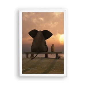 Póster en marco blanco - Es bueno estar en silencio juntos - 70x100 cm