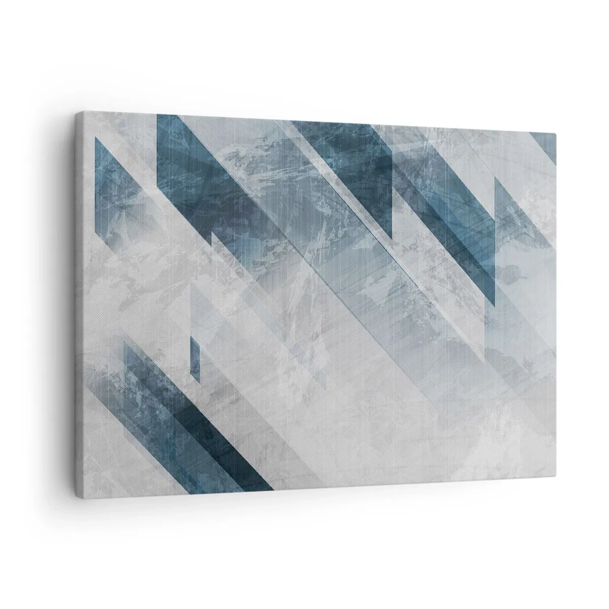 Cuadro sobre lienzo - Impresión de Imagen - Líneas abstractas en tonos grises y azules. - 70x50cm - Composición espacial - movimiento de grises - Decoración de pared moderna para salón y dormitorio ARTTOR