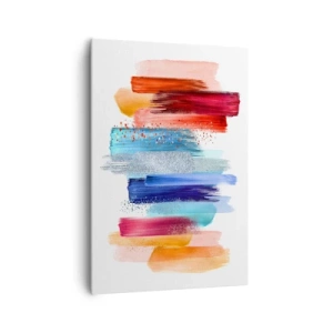 Cuadro sobre lienzo - Impresión de Imagen - Pinceladas de colores sobre un fondo blanco - 70x100cm - Arriba y abajo - Decoración de pared moderna para salón y dormitorio ARTTOR
